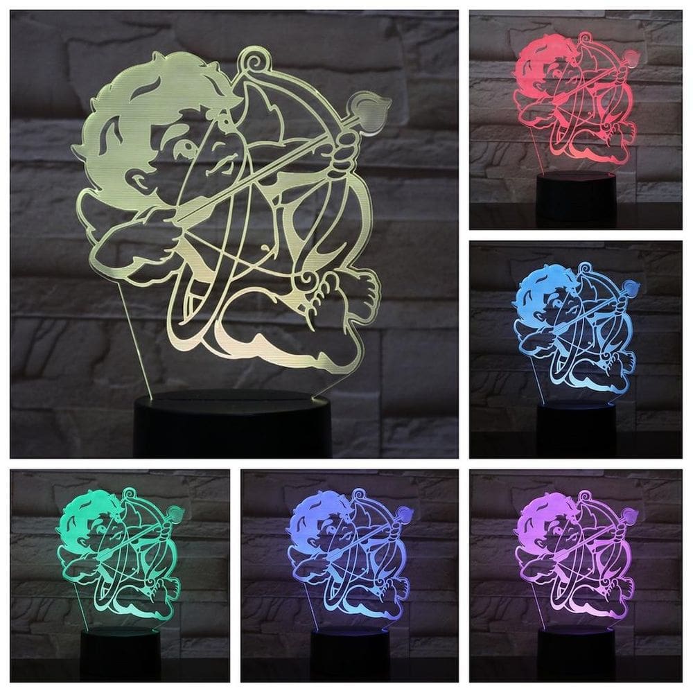 LED 3D Night Light Cupid Archery para quarto de crianças