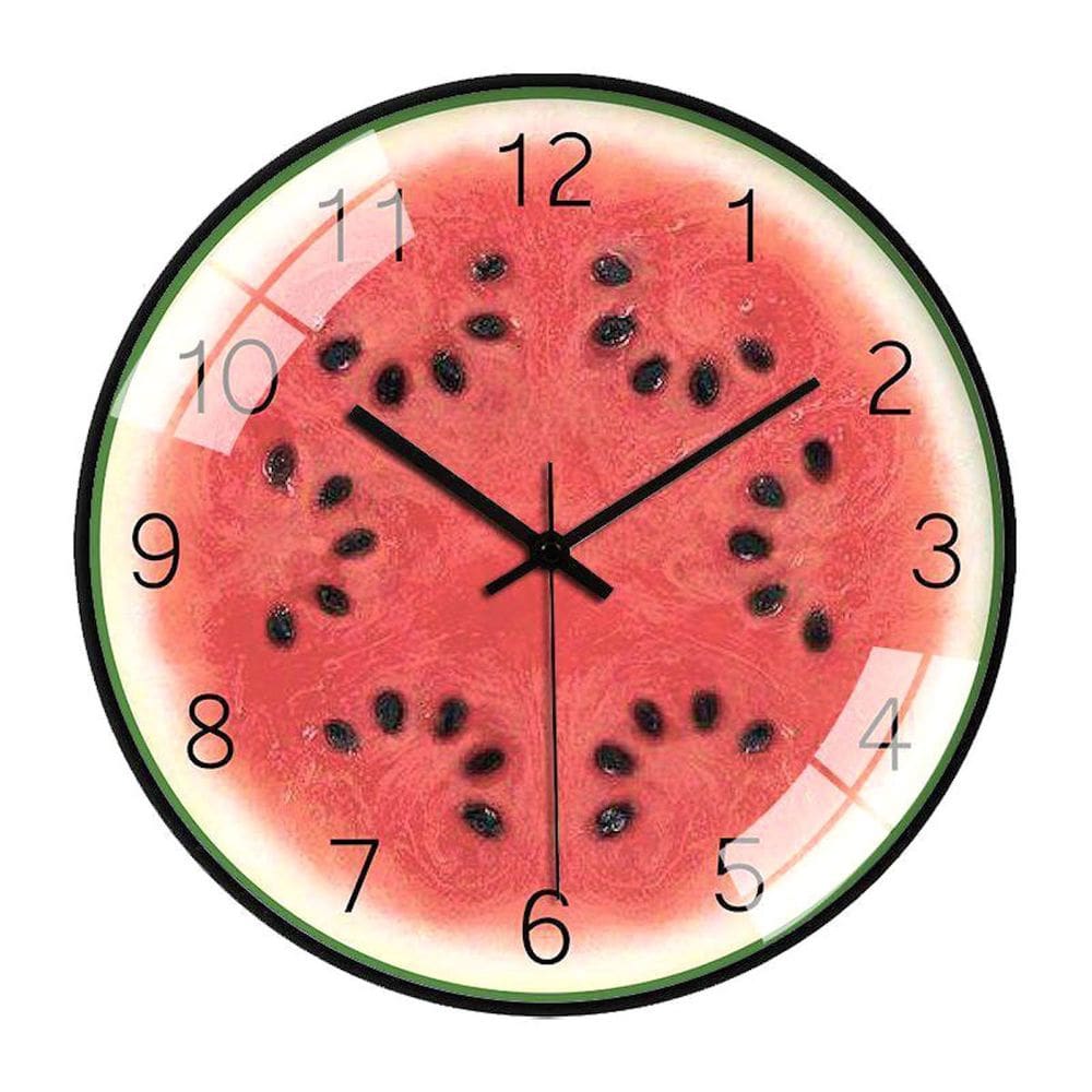 Relógio de parede com design de melancia silencioso sem tique-taque de 30 cm