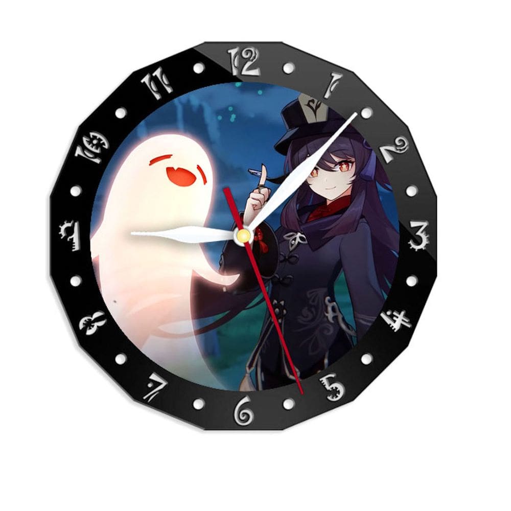 Relógio de parede Genshins Hutao Anime Silent Non Ticking 30cm