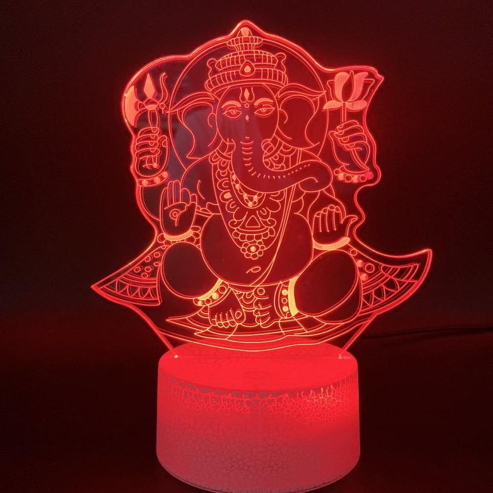 Lâmpada de ilusão LED 3D Night Light Indian Elephant Head