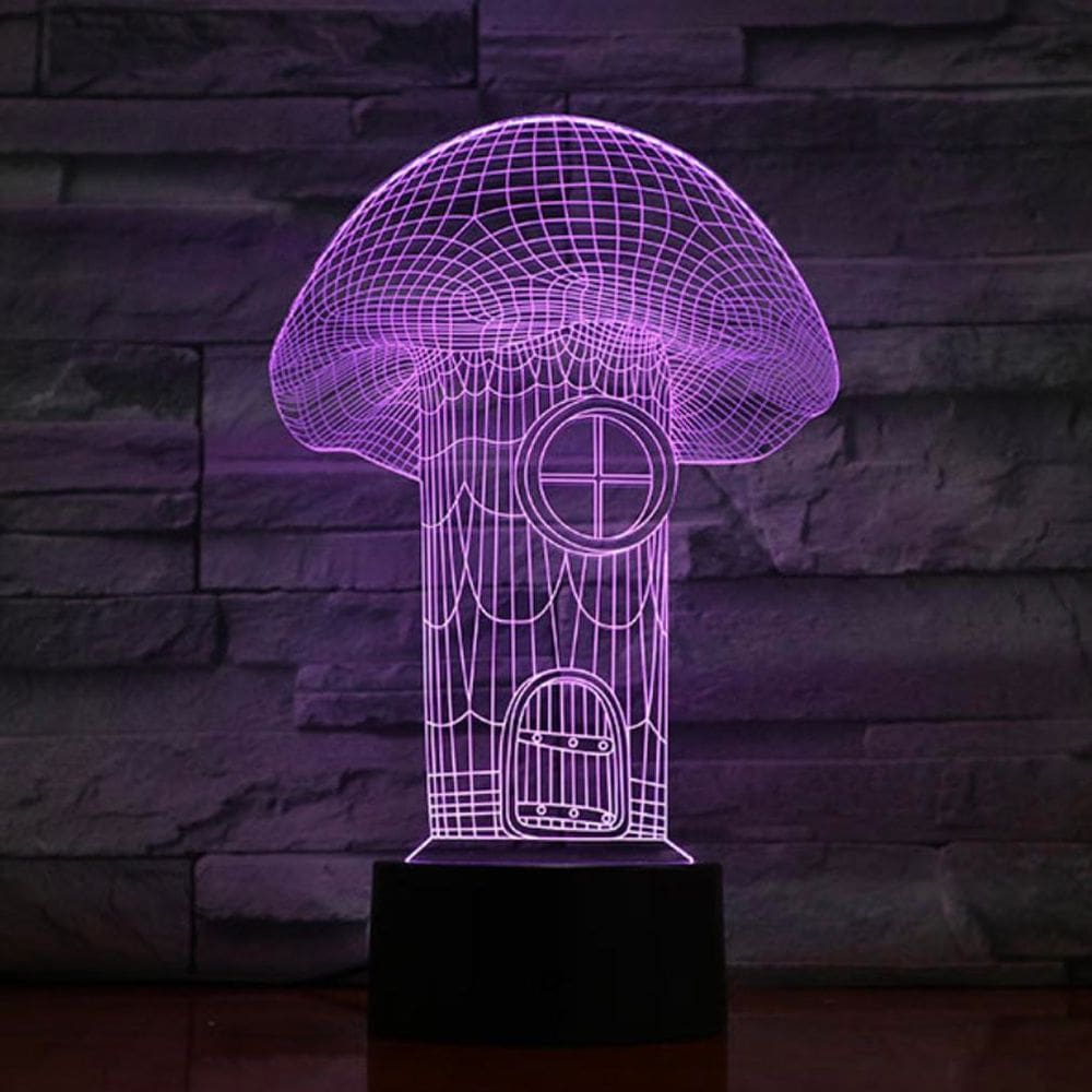 Lâmpada de ilusão LED 3D Night Light Mushroom com mudança de cor