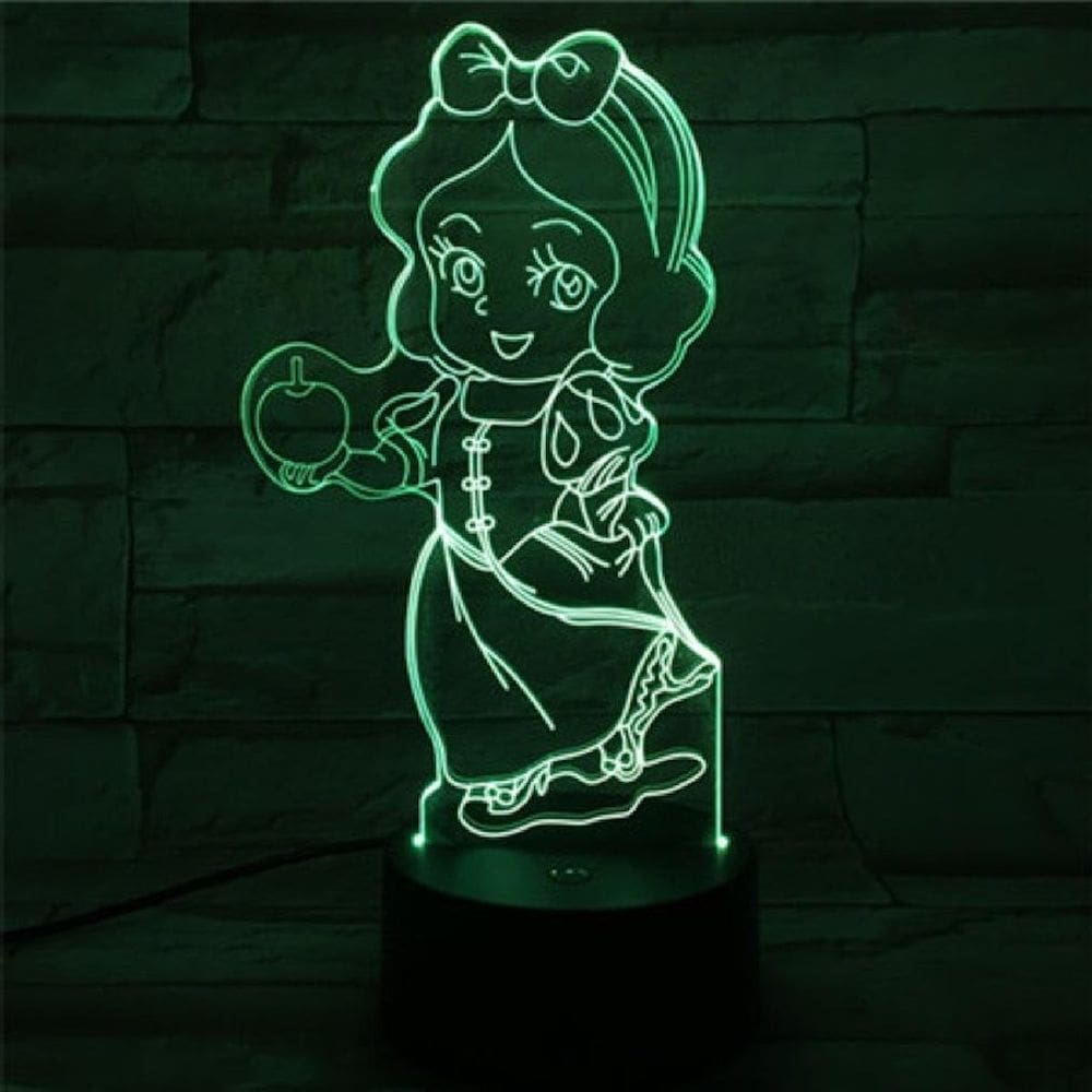 Lâmpada de ilusão LED 3D Night Light Snowwhites com mudança de cor