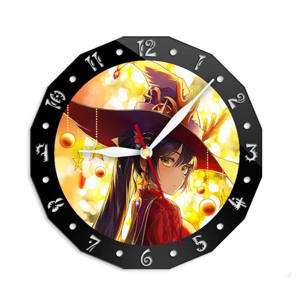 Relógio de parede Genshins Impacts Hutao Silent Nonticking 15cm