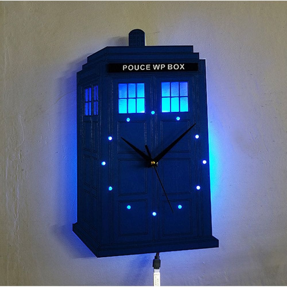 Lâmpada de parede Night Light Doctor Who Relógio de parede 40 cm de madeira
