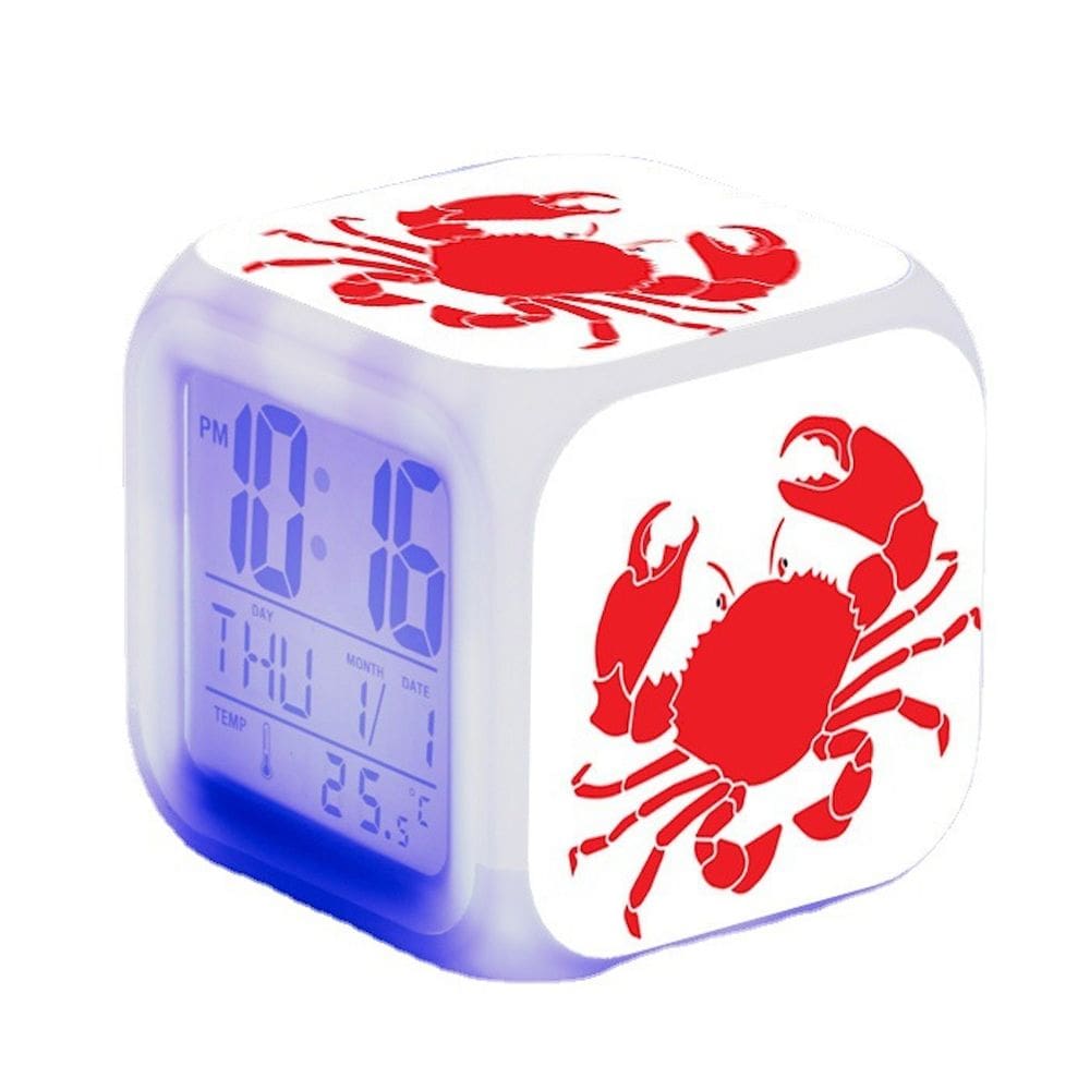 Despertador digital LED Red Crab Square 8x8x8cm para crianças