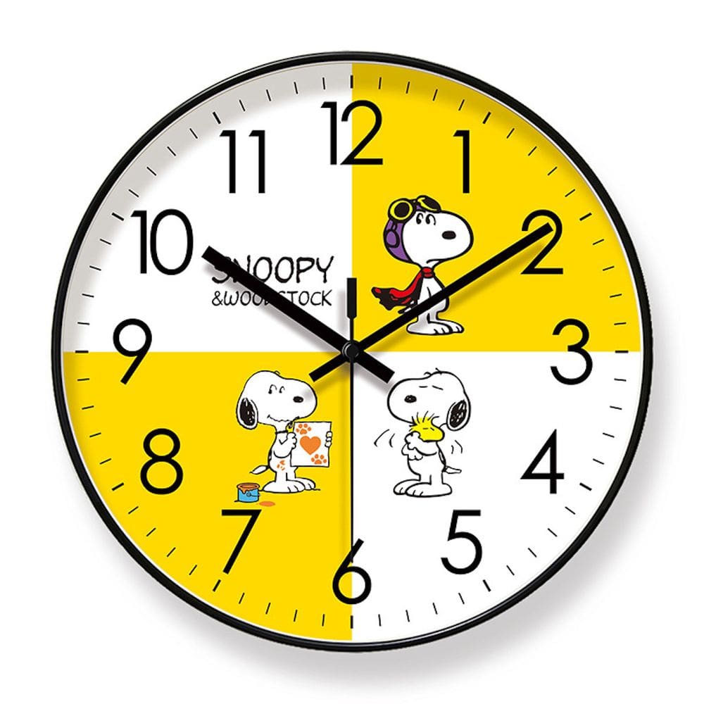 Relógio de parede Snoopy Silent, sem tique-taque, 25 cm, vidro+ABS