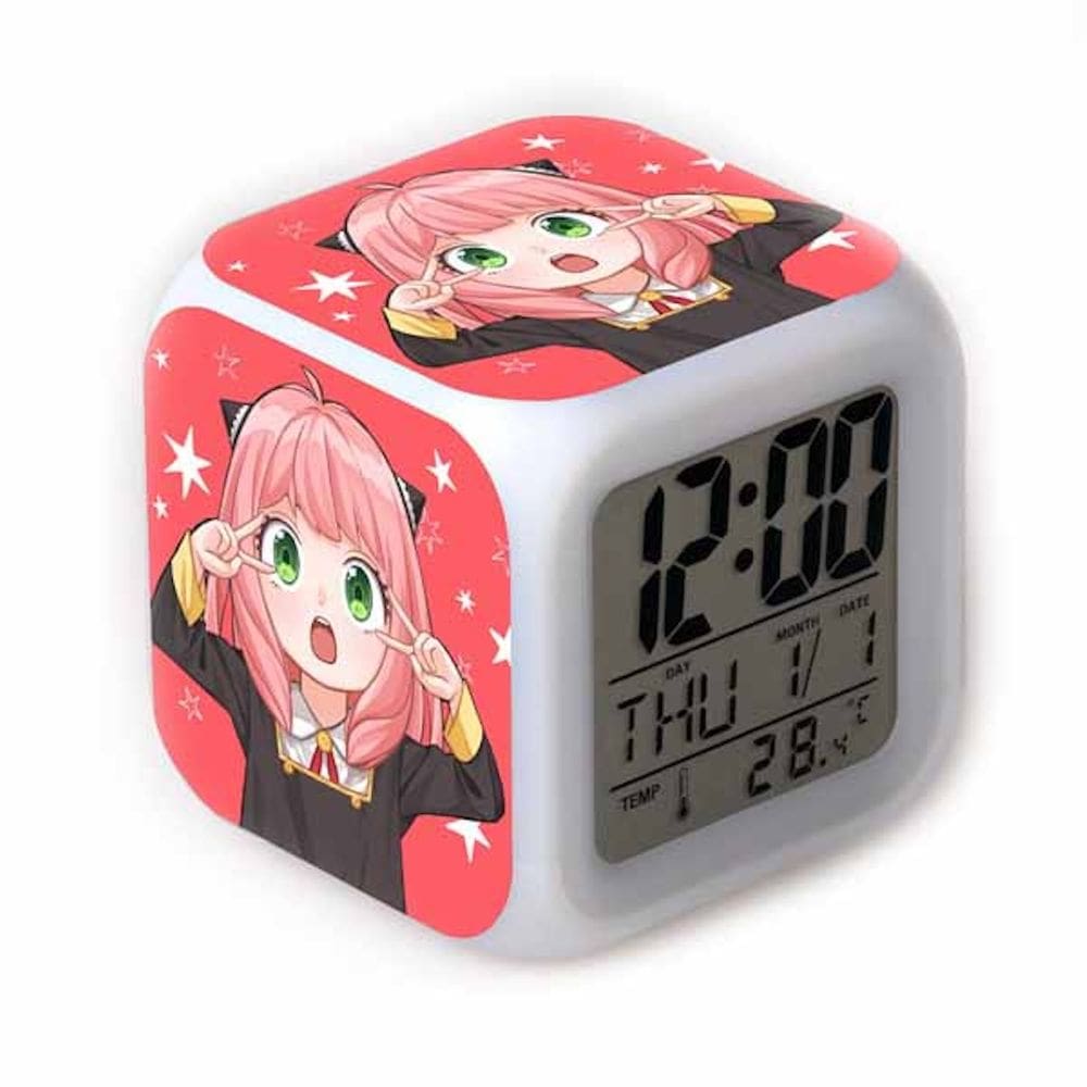 Despertador digital LED Spys Family com luz de fundo 8x8x8cm