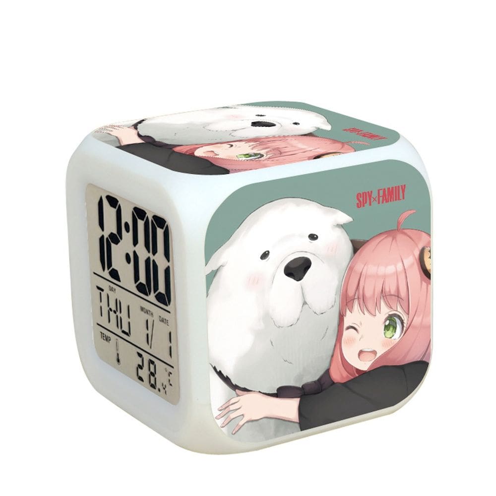 Despertador digital LED Spys Family com luz de fundo 8x8x8cm