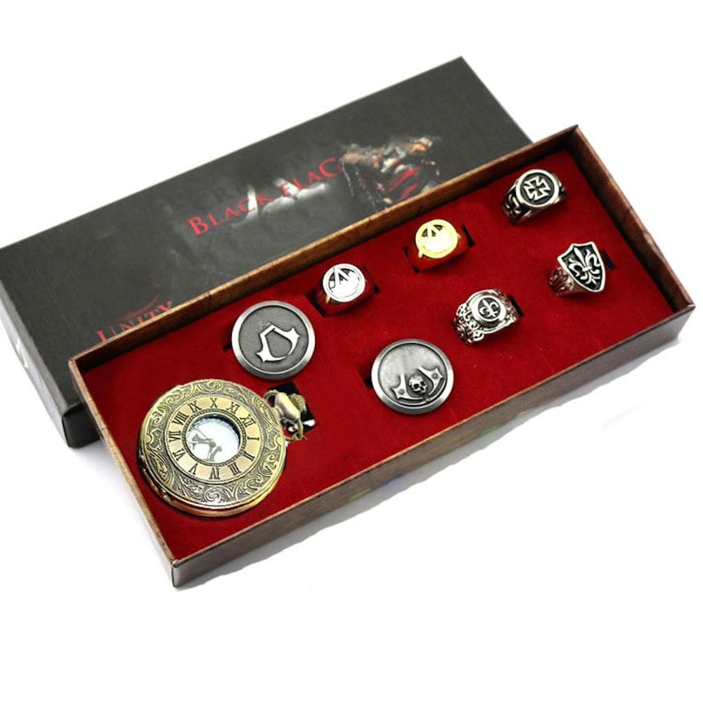 Relógio de bolso Assassins Connor, 8 unidades/conjunto retrô com corrente