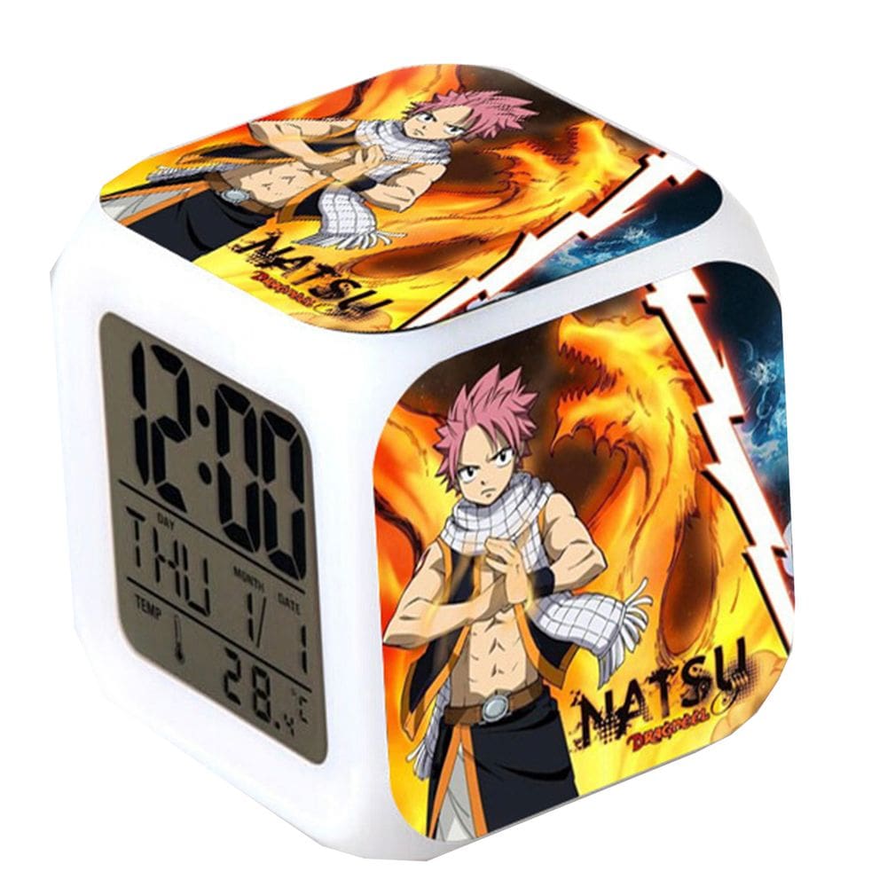 Despertador Fairys Tails de 7 cores com mudança de LED com termômetro