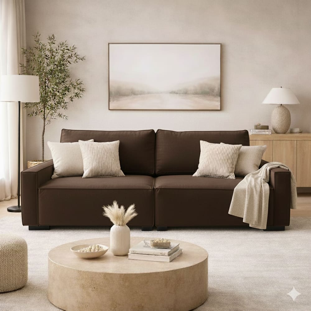 Sofá 3 Lugares Moderno Contemporâneo Sala Recepção Suede