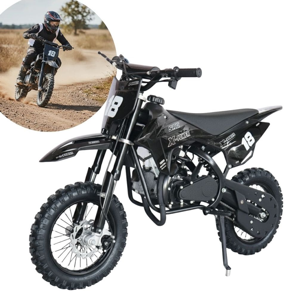 Mini Moto Infantil Partida Elétrica Gasolina 2T 49CC Cross Trilha Off Road Preta Iwmv002 Pt