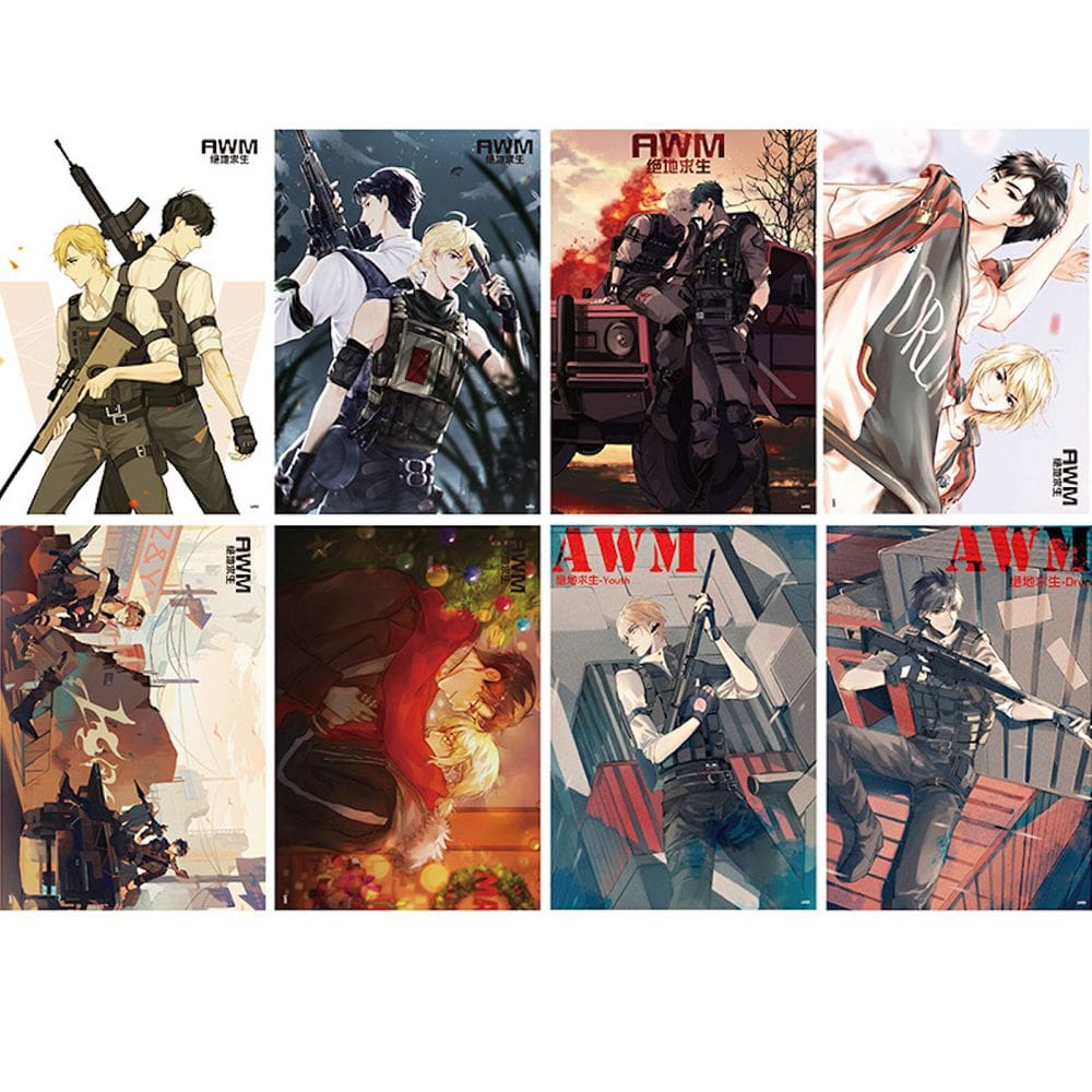 Pôster Playerunknowns Anime Art 8 unidades/lote 28,5 x 42,5 cm