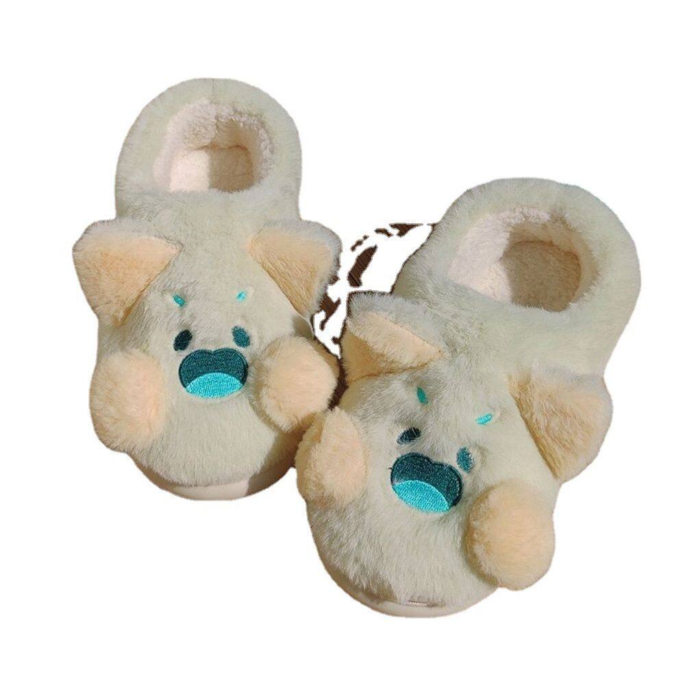 Chinelos Doodle Cat Warm Plush, antiderrapantes, para uso interno, unissex