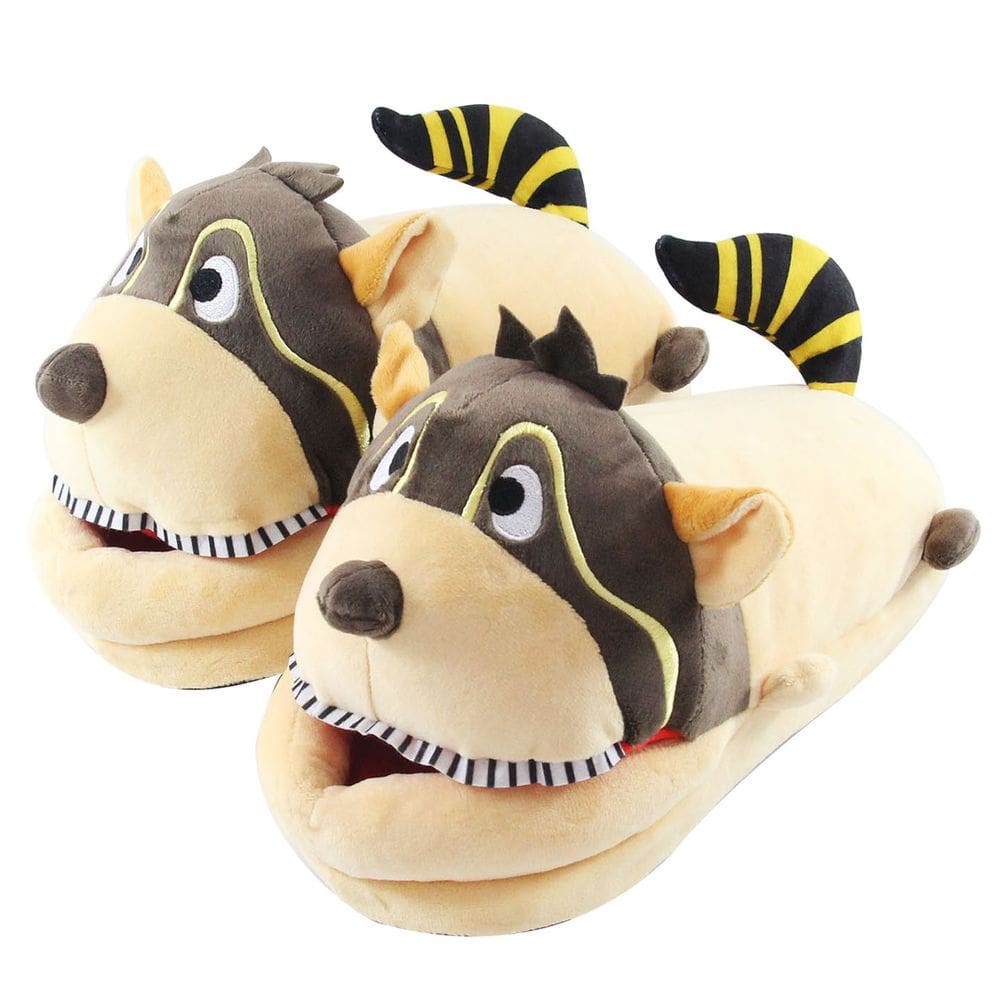 Chinelos Raccoon Fluffy Warm Plush, antiderrapantes, cortados em casa