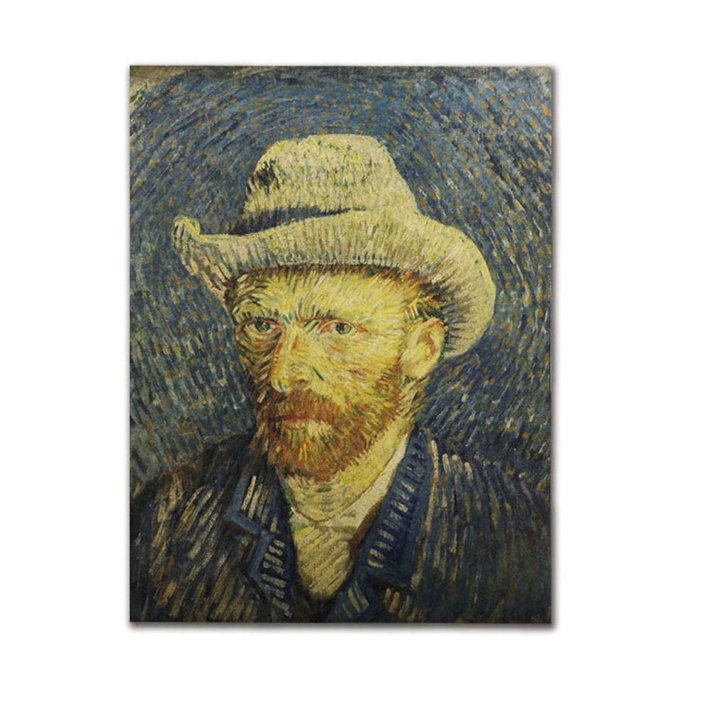 Pôster de arte de parede com imagem de autorretrato de Van Gogh em anime 51,5x36cm