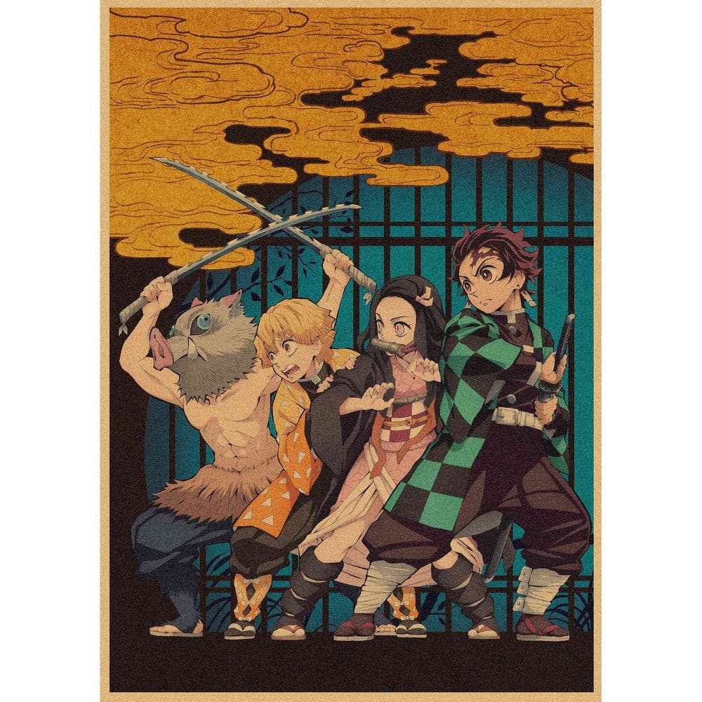Pôster de arte de parede com imagem Demon Slayers Anime 29.7x42cm
