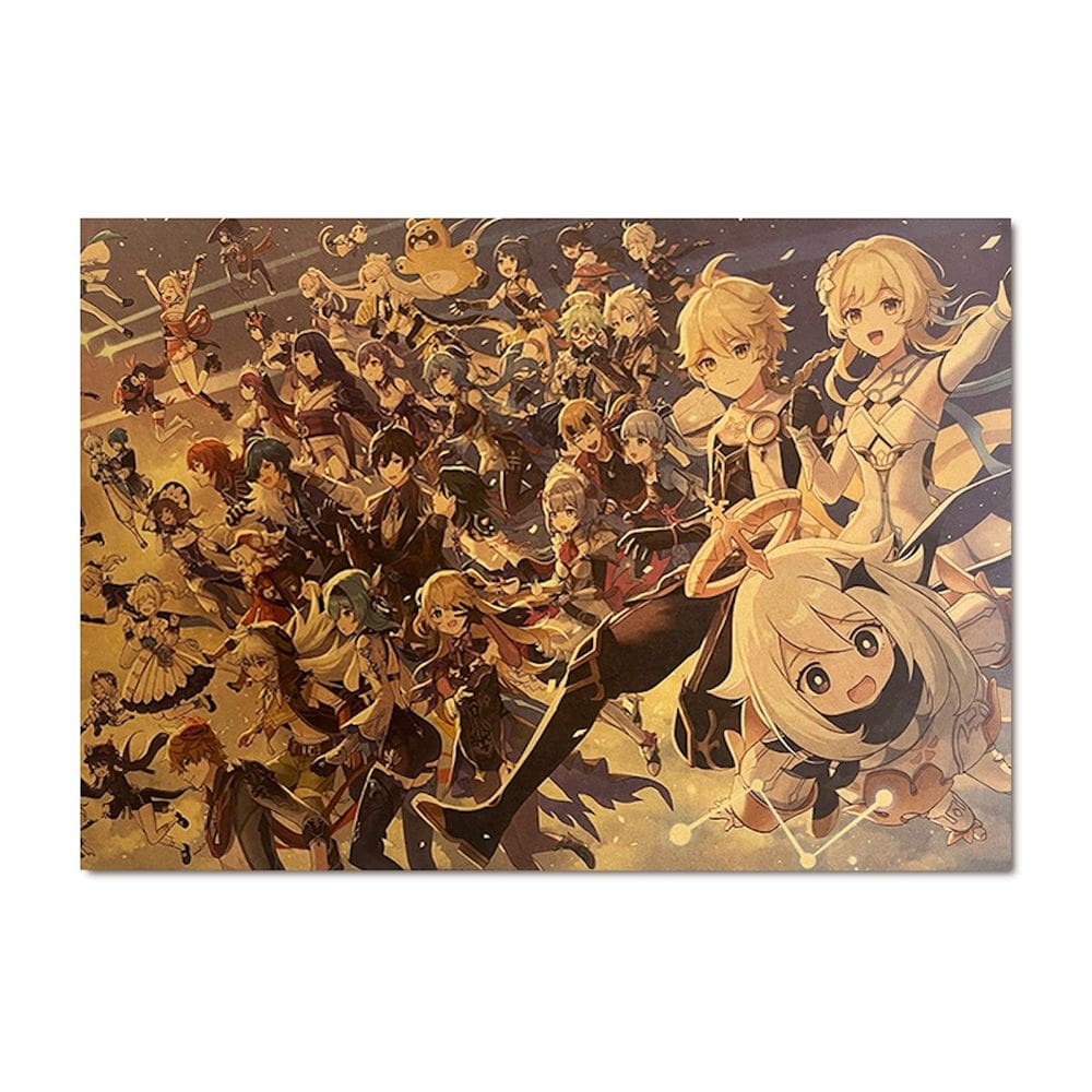 Pôster Genshins Impacts Anime Art em papel de 51,5 x 36 cm