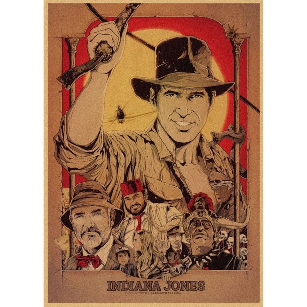 Imagem de arte de parede de pôster Indiana Jones Anime Art 29,7x42cm