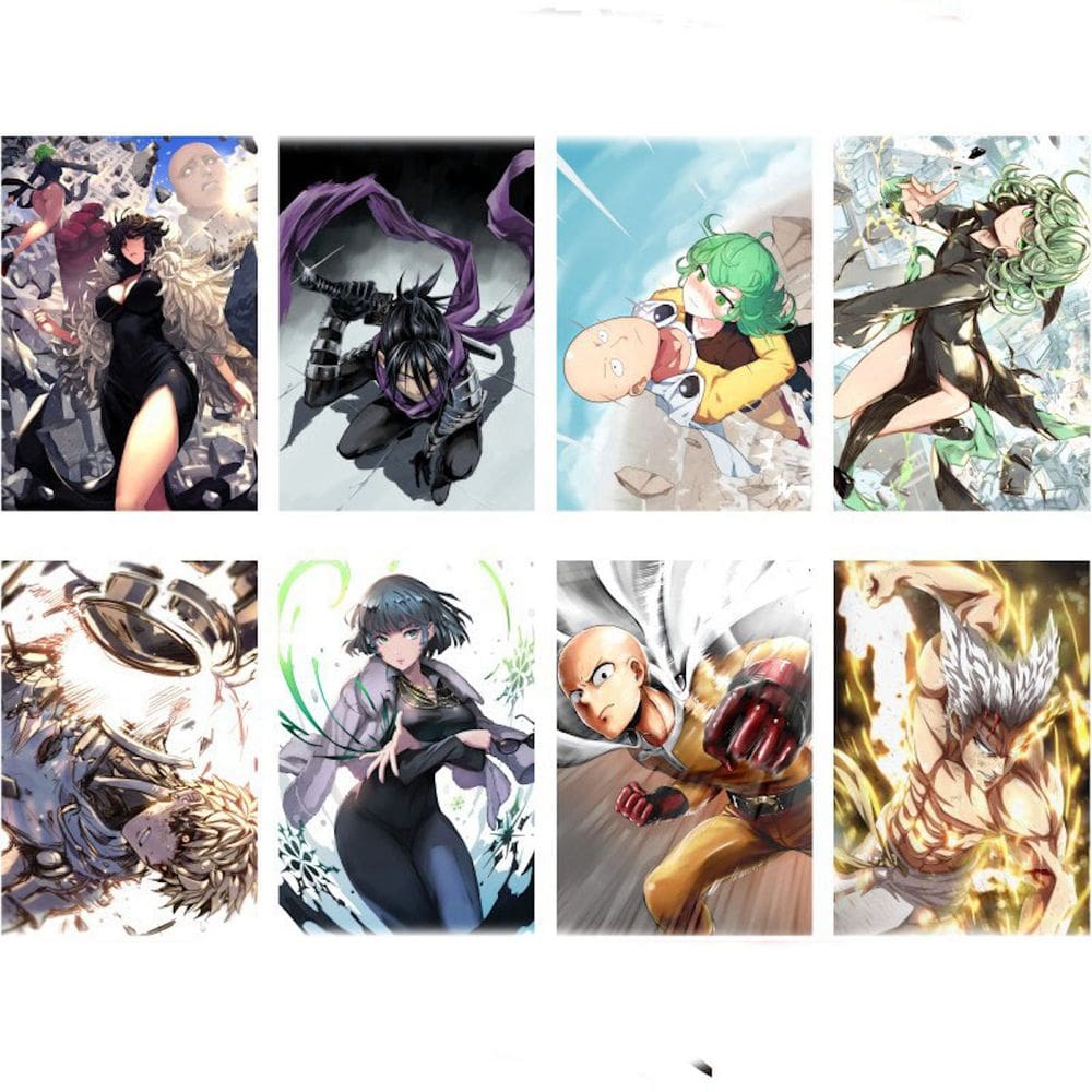 Pôster One Punch Man Anime Art 8 peças 28,5 x 42 cm, papel 400 g