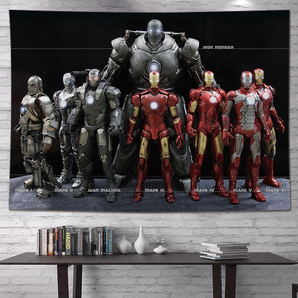 Tapeçaria, decoração de parede, Tony Stark, Iron Man Anime