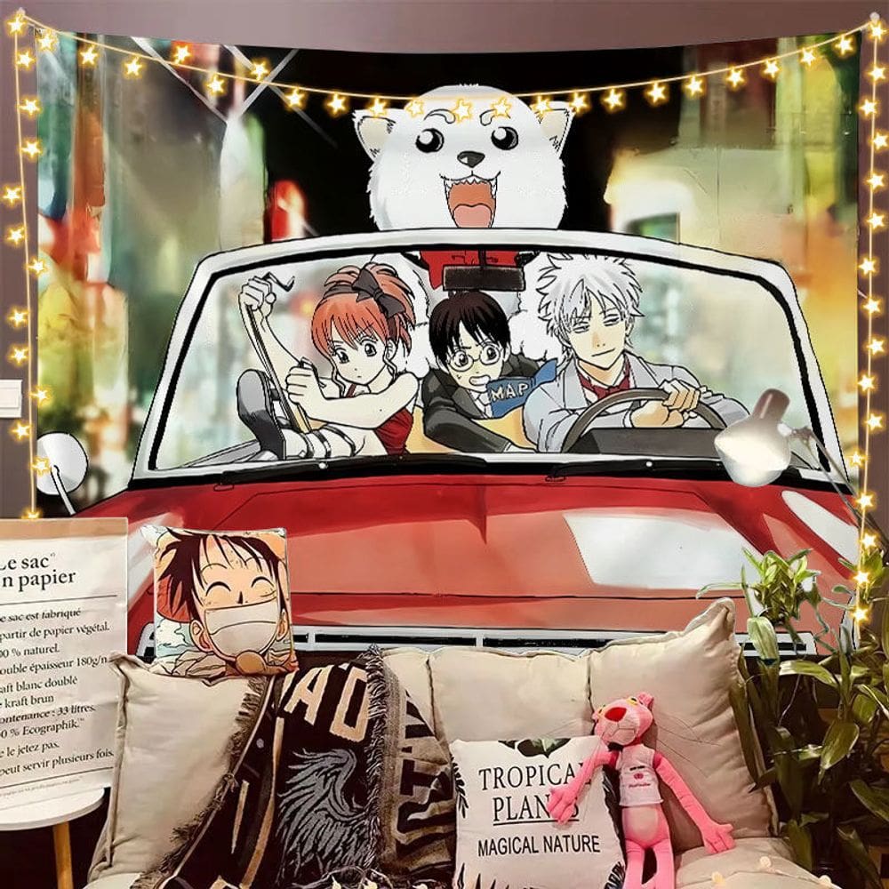 Tapeçaria Gintamas Sakatas Gintokis Wall 150x130cm Microtecido