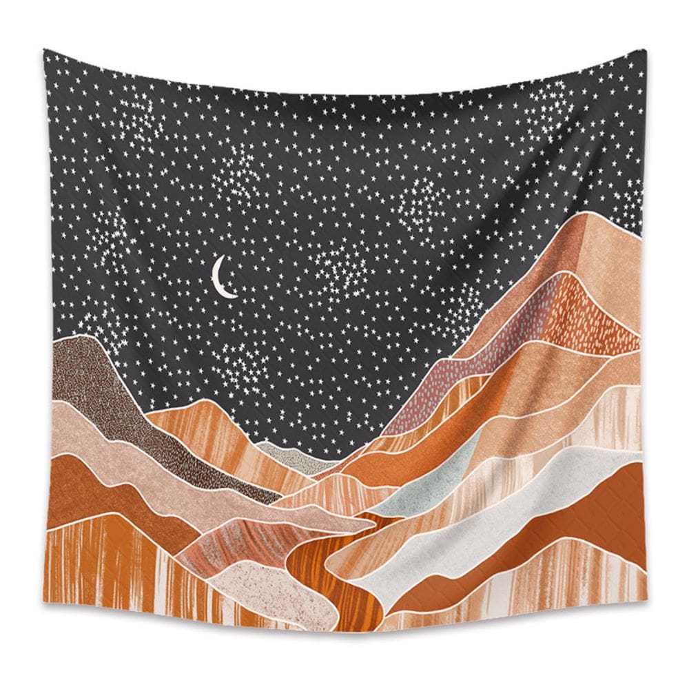 Tapeçaria Mountains Starry Sky Wall 150x130cm, microtecido