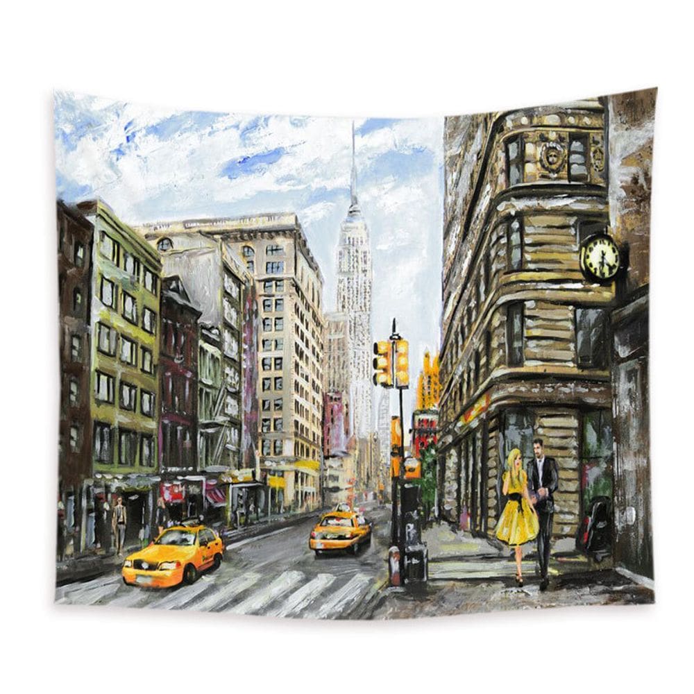 Tapeçaria City Street Wall 150x150cm de fibra de microtecido