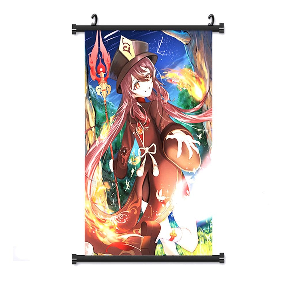 Pintura de parede em tela Genshins Impacts Hu Tao Anime