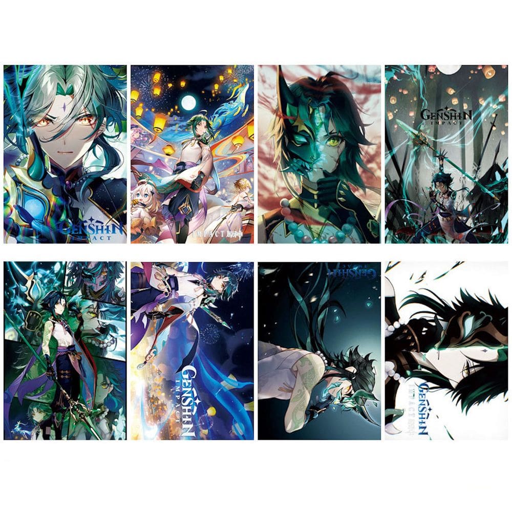 Pôster Genshins Impacts Xiao Anime Art 42x29 cm (8 unidades/lote)