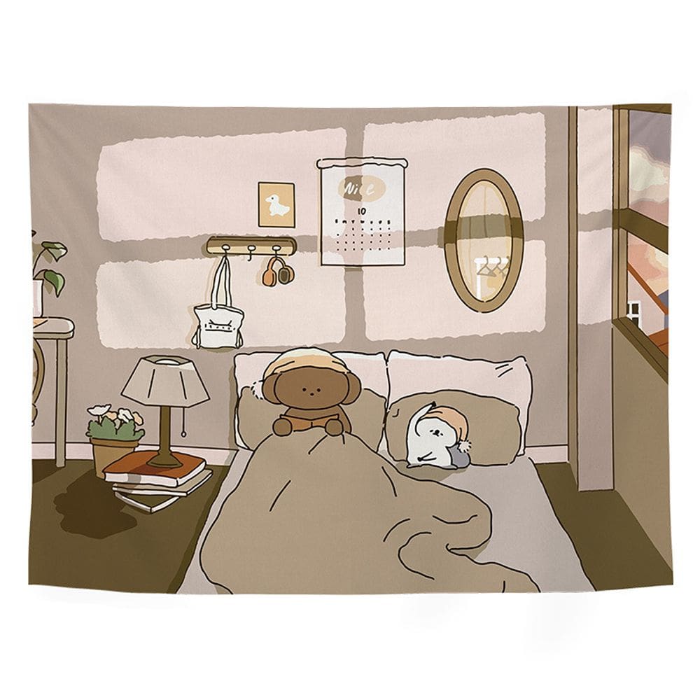 Tapeçaria, sala de desenho animado, urso, parede de quarto, 150x130cm, microtecido