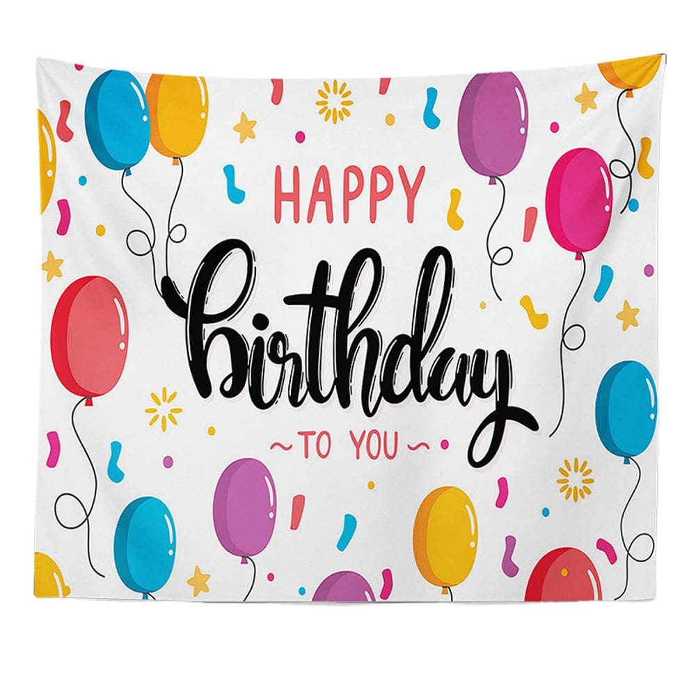 Tapeçaria Happy Birthday Room Aesthetic 150x130cm, microtecido