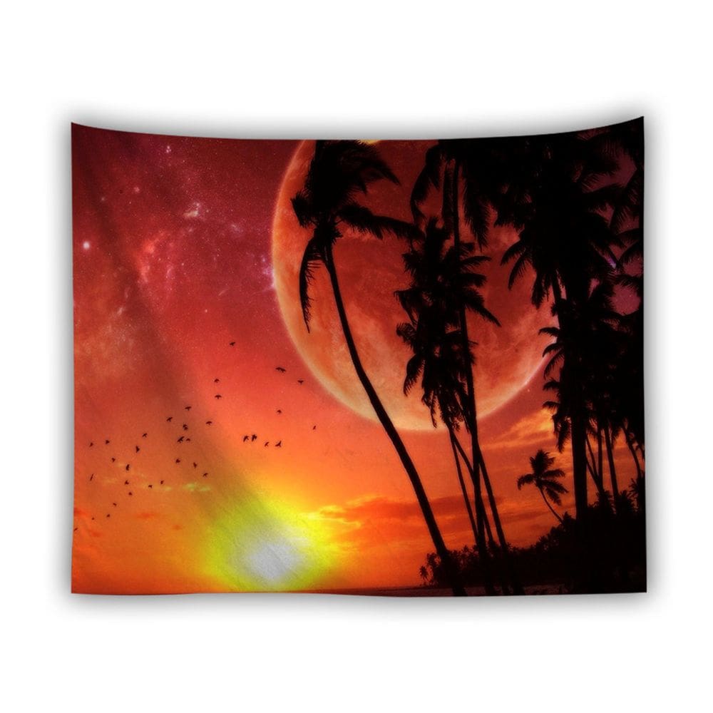 Tapeçaria Beach Coqueiro, parede, 150x150cm, microtecido