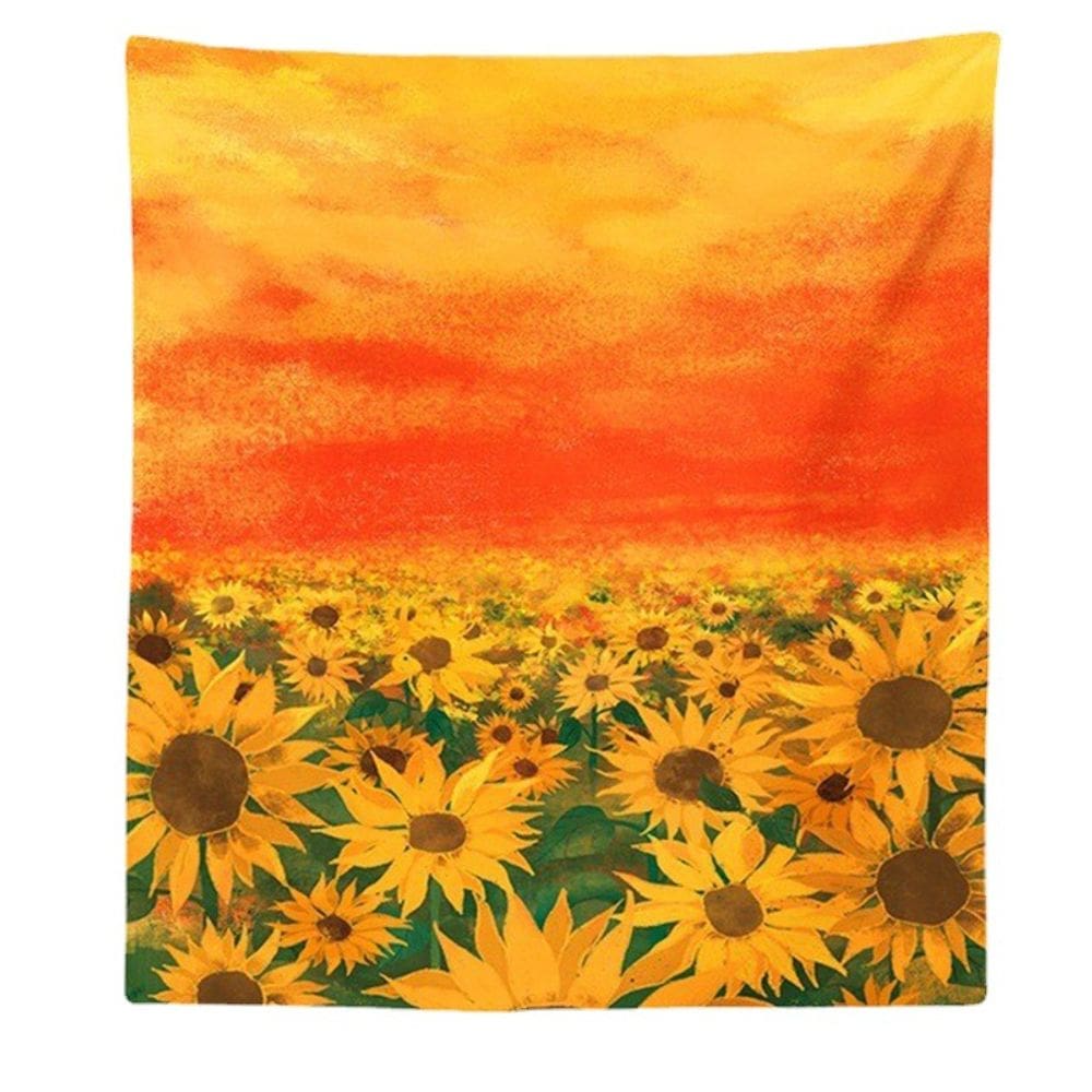 Tapeçaria colorida, parede de flores de girassol, 150x100cm, microtecido
