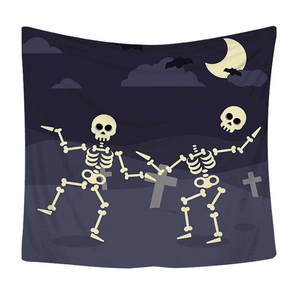 Tapeçaria, parede de esqueleto de Halloween, 150x130cm, microtecido