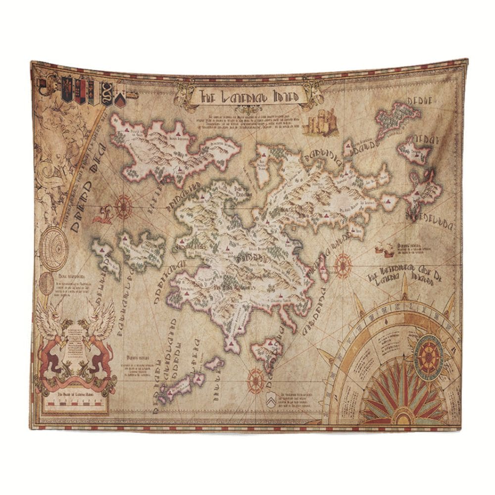 Tapeçaria Retro World Map Microfabric 200x150cm para pendurar na parede