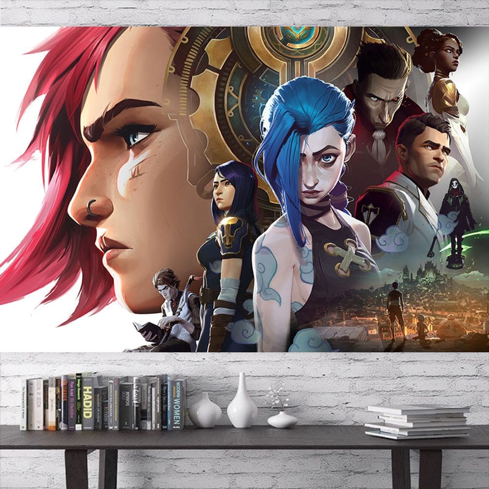 Decoração de tapeçaria para pendurar na parede Arcanes Jinxs Anime 150x130cm