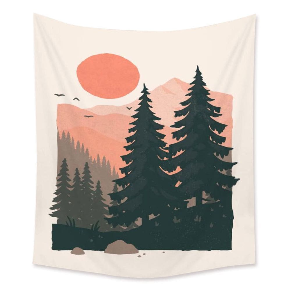 Tapeçaria, pintura de paisagem, 150x150cm, microtecido