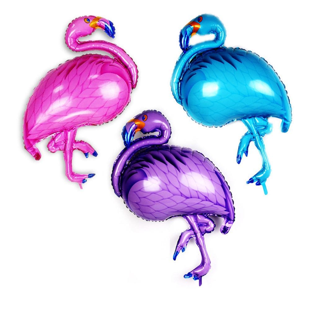 Kit de balões Flamingo Mylar Azul Roxo Rosa 105x53cm 90g