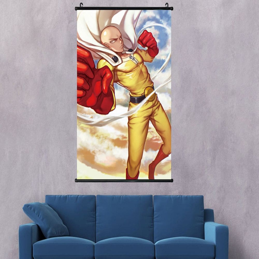 Pintura de parede em tela One Punch Man Saitama Anime 40x60cm
