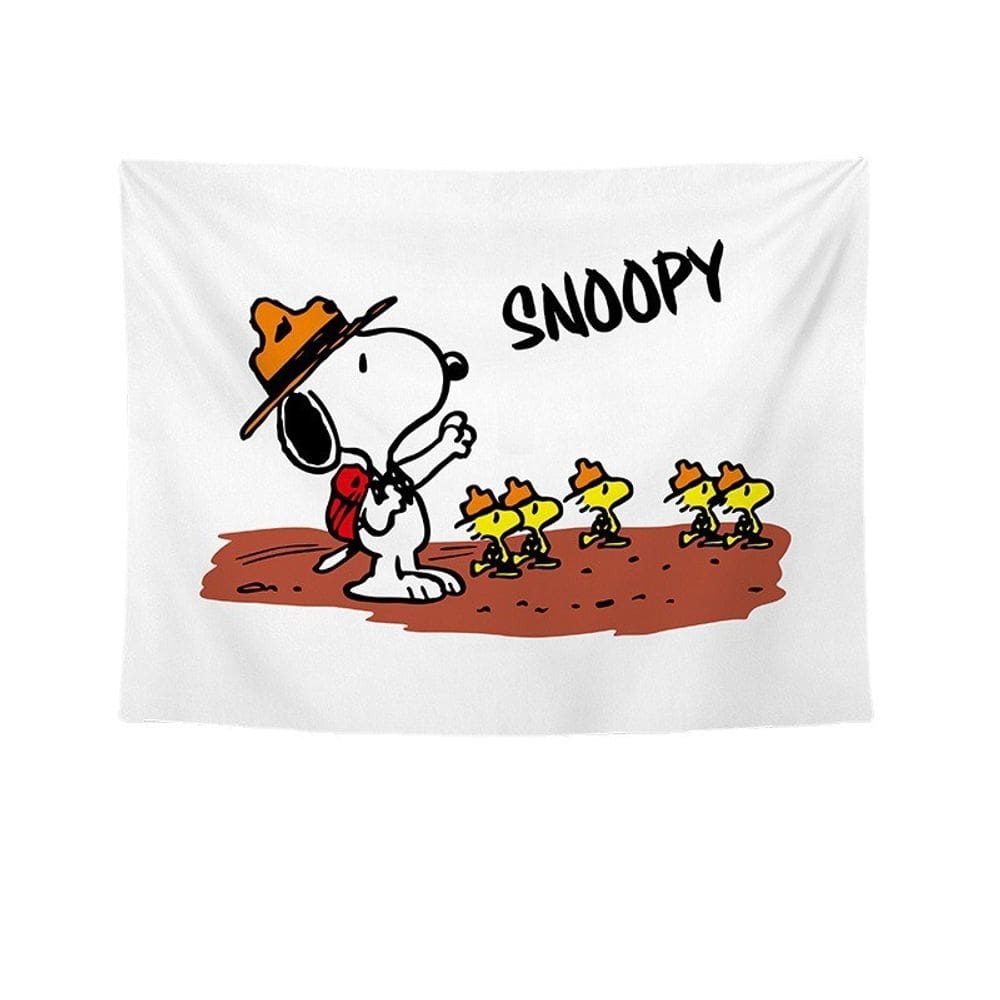 Tapeçaria Snoopy Wall 150x130cm, microtecido, fibra, decoração de quarto