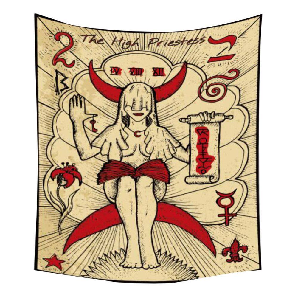Tapeçaria de parede Alta Sacerdotisa Tarot Zodiac Divination 150x150cm