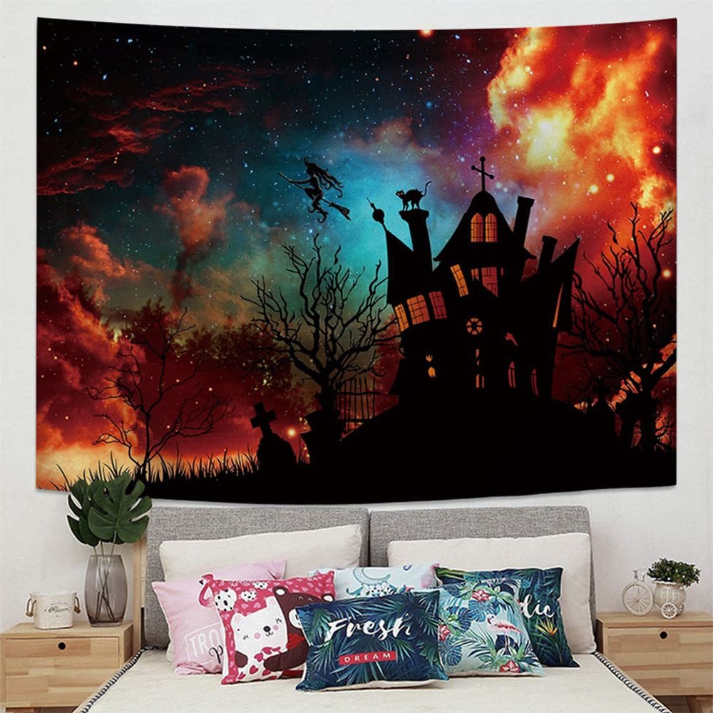 Tapeçaria, microtecido de parede de Halloween, 150x130cm, decoração de quarto