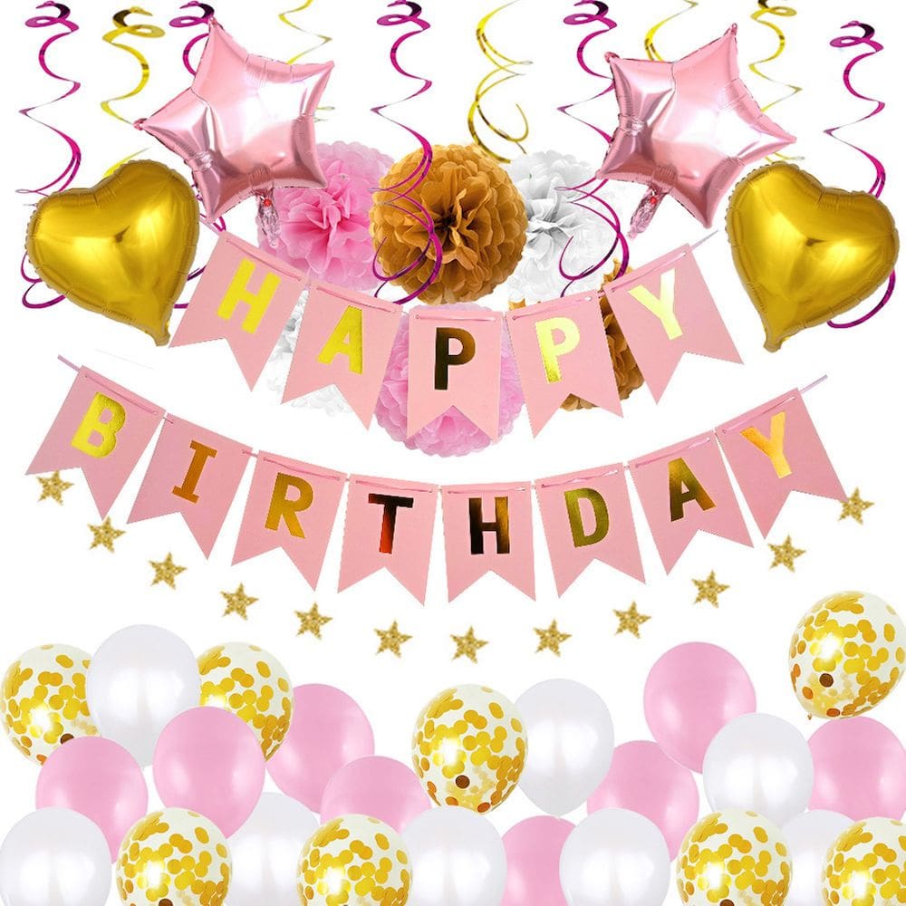 Kit de balões de feliz aniversário, 28 unidades de balões de mylar e látex