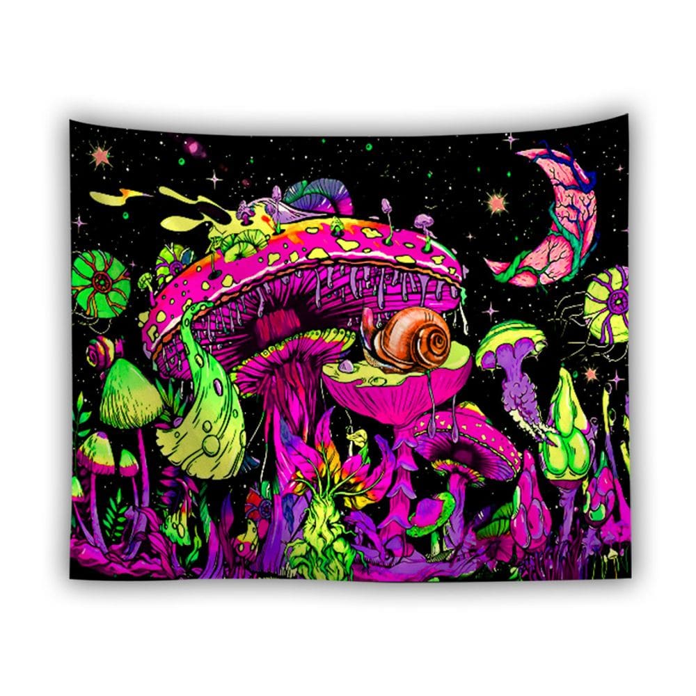Tapeçaria Fluorescente de Cogumelo Esqueleto de Halloween 150x150cm