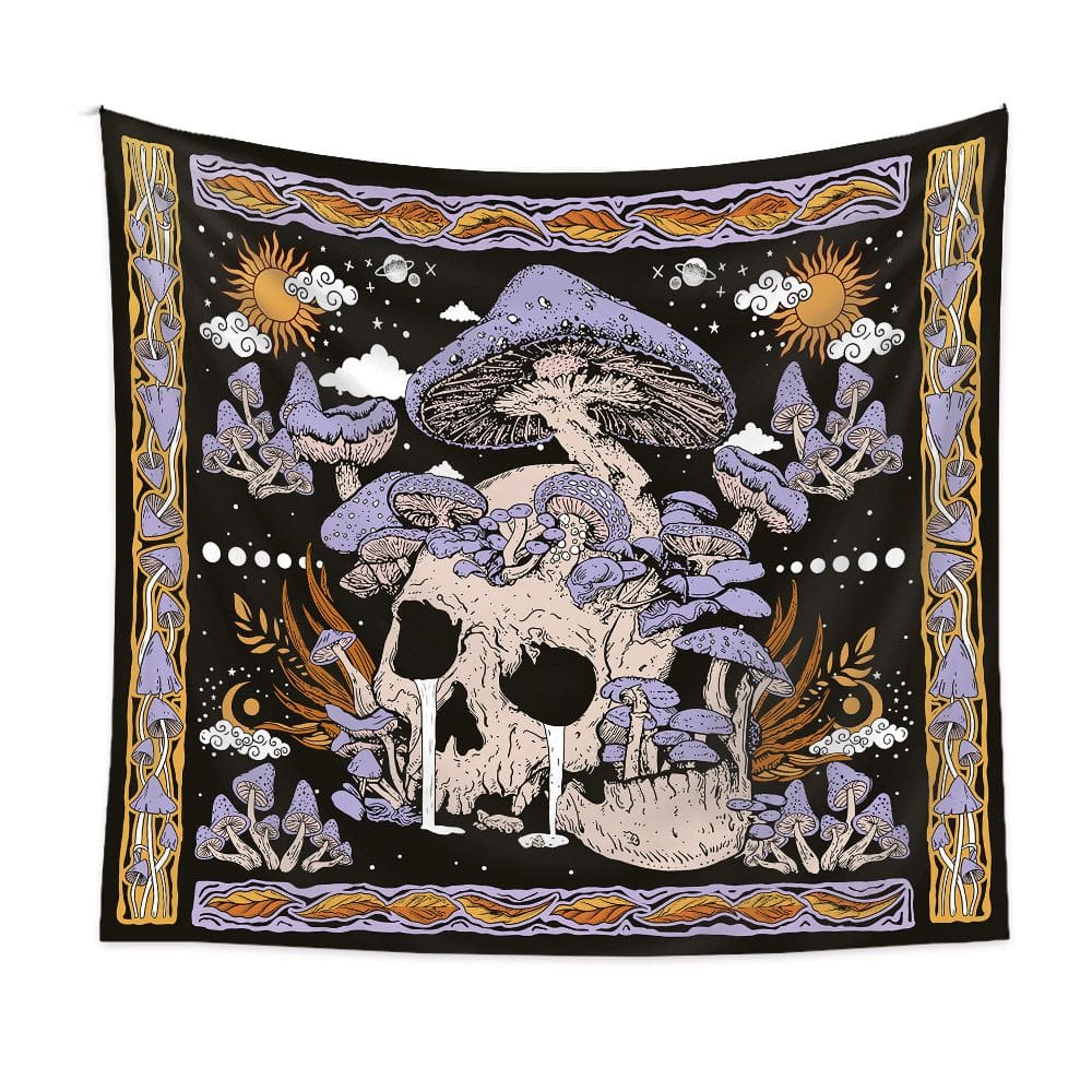 Tapeçaria Halloween Skeleton Mushroom 150x130cm, microtecido