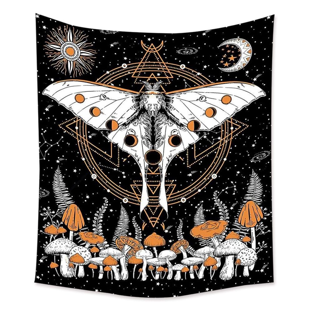 Tapeçaria Moon Phase Butterfly Wall 150x150cm em microtecido