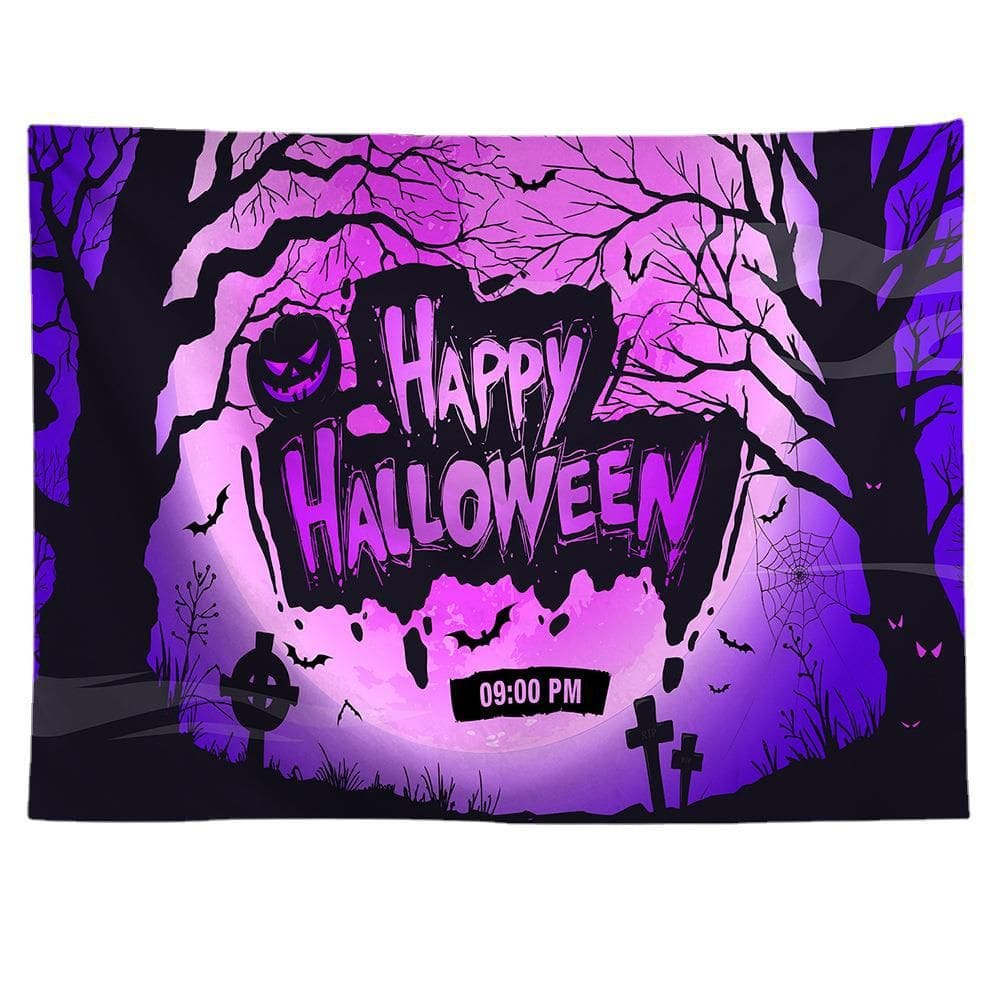 Tapeçaria Happy Halloween Wall 150x150cm de fibra de microtecido