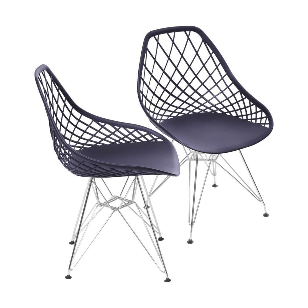 Kit 2 Cadeiras Base Cromada Kaila Preta