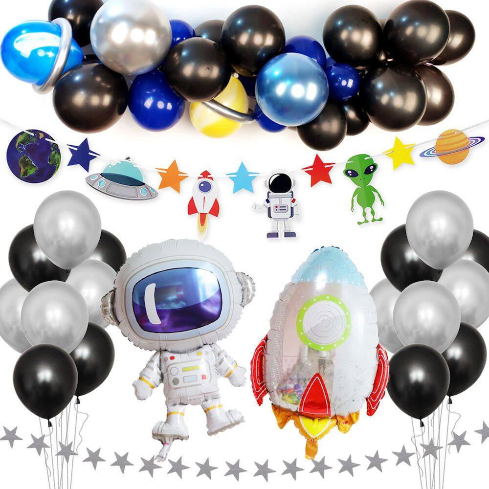 Kit de balões Spaceman Planet 50 unidades de Mylar com preto de 10-36 polegadas